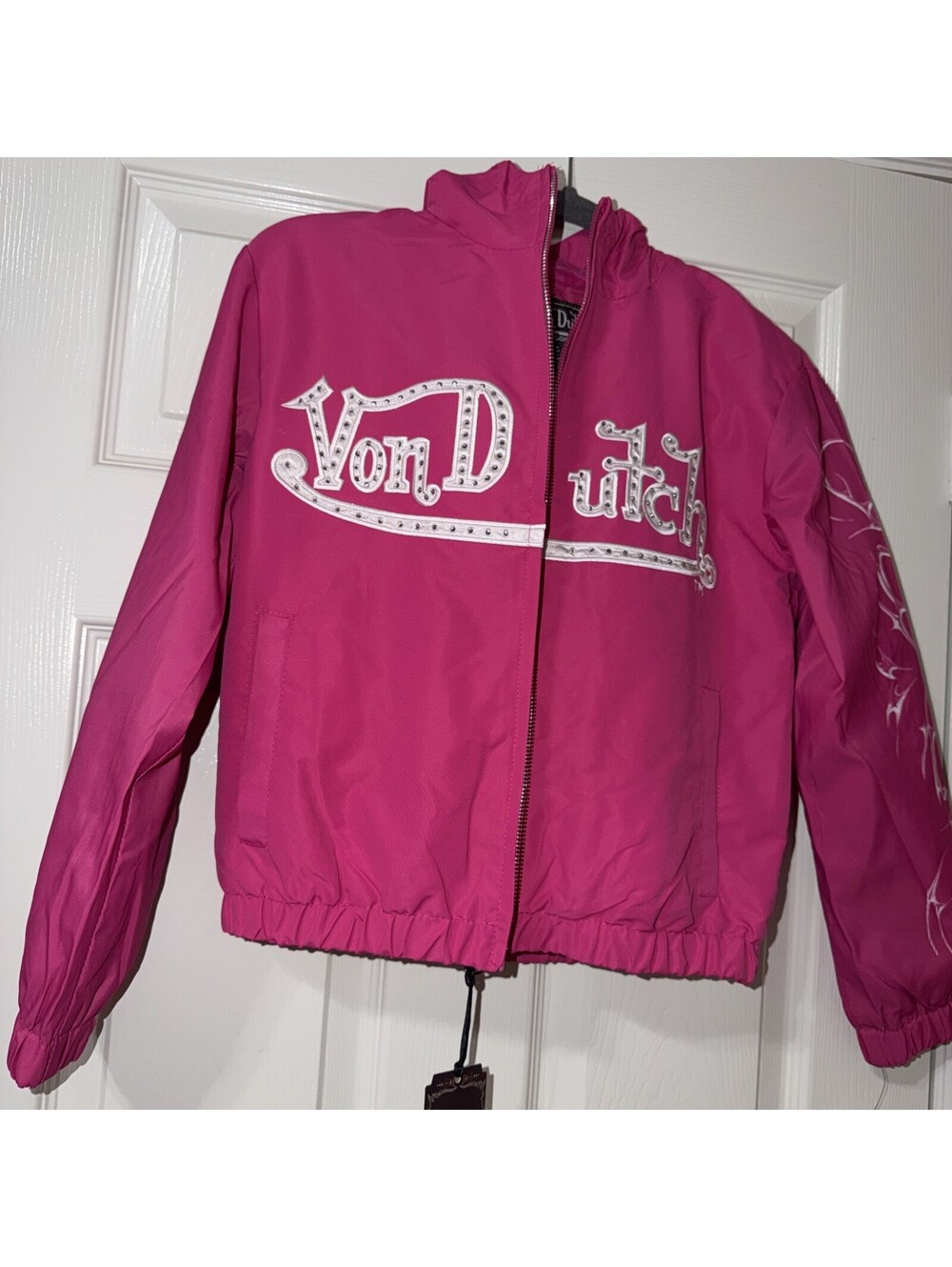 Von Dutch KIDS 10/12 Pink Windbreaker Rhinestone Jacket. - Picture 1 of 7